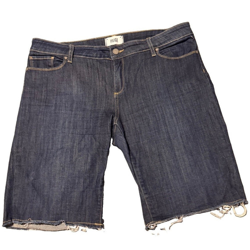 Paige Women's Bermuda Jean Shorts Size 32 Large (12/14)  Rise Raw Hem Vacation